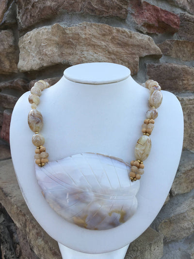 80s Sea Shell Statement Necklace: Hand-Strung Beach Jewelry
