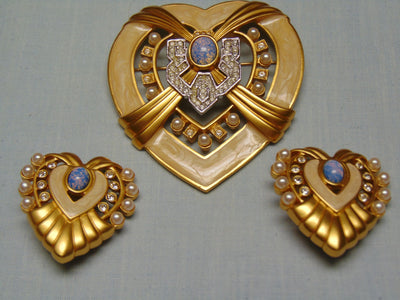 Heart Of Hollywood Collection By Elizabeth Taylor Heart Brooch Matching Clip Earrings