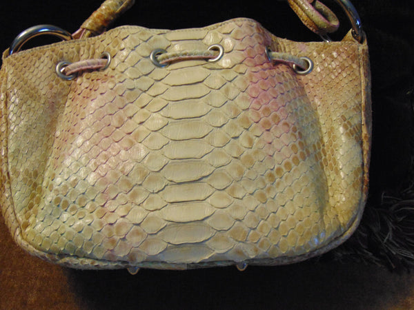 Vintage Retta Wolff Python Handbag: Italian Leather Bag with Crystal Elephant