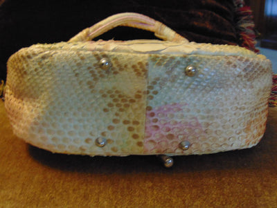 Vintage Retta Wolff Python Handbag: Italian Leather Bag with Crystal Elephant