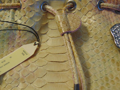 Vintage Retta Wolff Python Handbag: Italian Leather Bag with Crystal Elephant