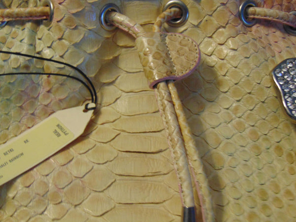 Vintage Retta Wolff Python Handbag: Italian Leather Bag with Crystal Elephant