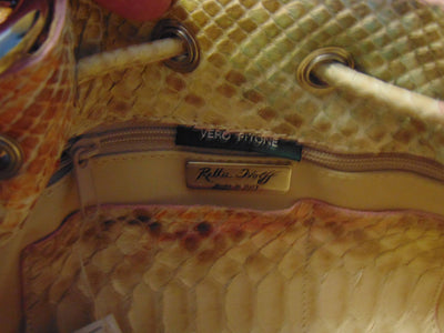 Vintage Retta Wolff Python Handbag: Italian Leather Bag with Crystal Elephant
