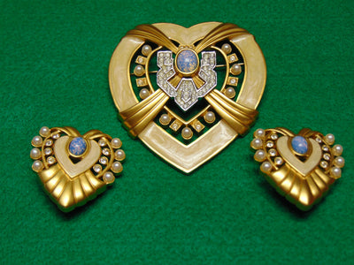 Heart Of Hollywood Collection By Elizabeth Taylor Heart Brooch Matching Clip Earrings