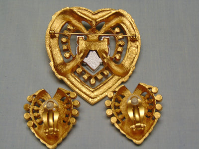 Heart Of Hollywood Collection By Elizabeth Taylor Heart Brooch Matching Clip Earrings