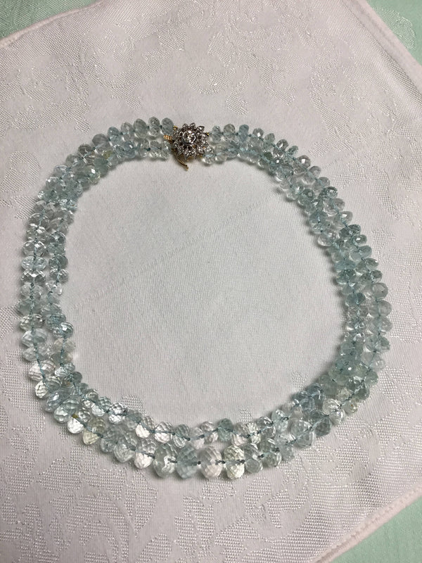 Aquamarine Necklace: 500 Carat Gemstone, Diamond Clasp, 14kt White Gold