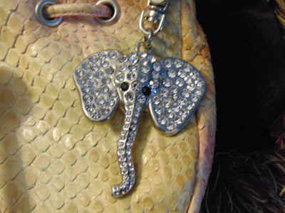 Vintage Retta Wolff Python Handbag: Italian Leather Bag with Crystal Elephant