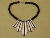 Vintage Ebony & Ivory Necklace: Mother of Pearl Drops, Lucite Beads