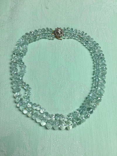 Aquamarine Necklace: 500 Carat Gemstone, Diamond Clasp, 14kt White Gold