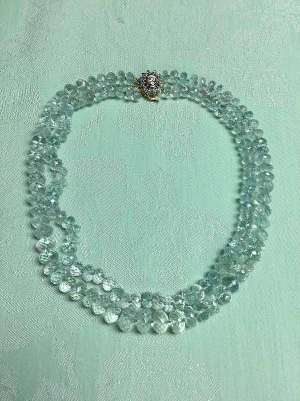 Aquamarine Necklace: 500 Carat Gemstone, Diamond Clasp, 14kt White Gold