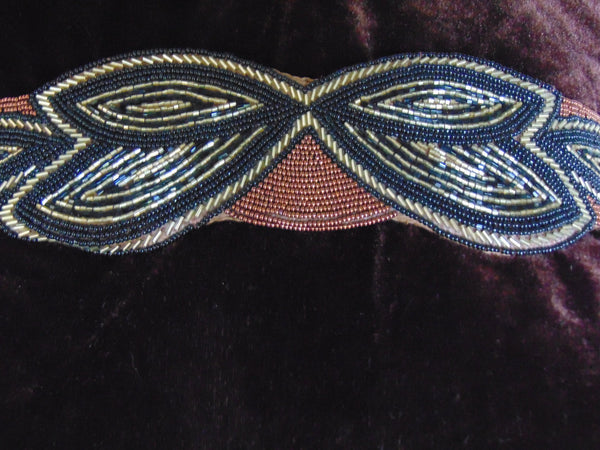 Vintage Beaded Evening Bag and Belt Set: 70s Formal Wear