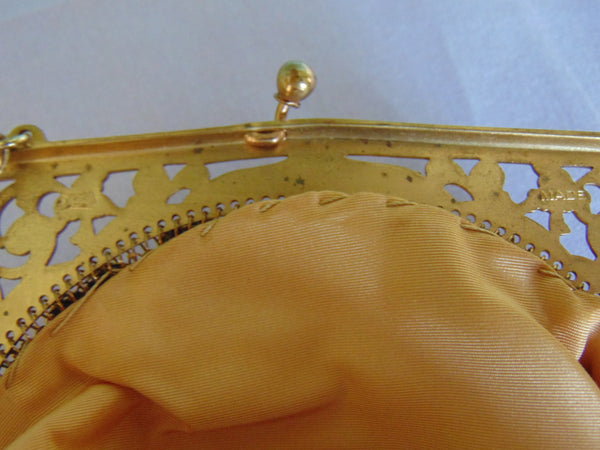 Whiting Davis Gold Mesh Purse, Made In USA, Vintage Evening Bag