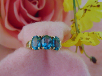 10KT Yellow Gold Blue Topaz Ring: December Birthstone, Size 5.5
