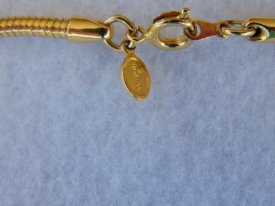 70s AVON Gold Tone Pendant Necklace: Geometric Art Deco Style