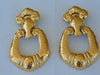 Vintage Jose Maria Barrera Dangle Earrings: Hammered Gold Clip-Ons