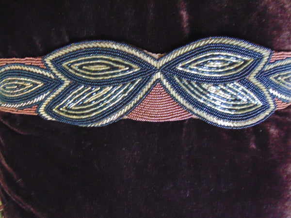 Vintage Beaded Evening Bag and Belt Set: 70s Formal Wear