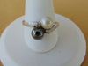 14KT White Gold Pearl & Hematite Estate Ring: Diamond Accent
