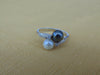 14KT White Gold Pearl & Hematite Estate Ring: Diamond Accent