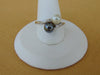 14KT White Gold Pearl & Hematite Estate Ring: Diamond Accent