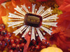 Vintage KJL Starburst Brooch: Red Emerald, Gold-Tone Christmas Jewelry
