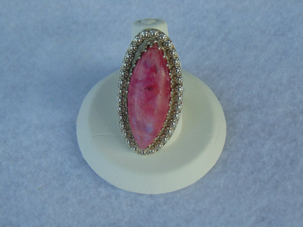 Griego Sterling Silver Pink Moonstone Ring - Size 6.5