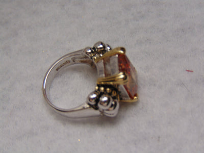 Citrine Ring: Southwest Western Fashion, 18K Gold Sterling Silver, Size 5 1/2