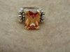 Citrine Ring: Southwest Western Fashion, 18K Gold Sterling Silver, Size 5 1/2