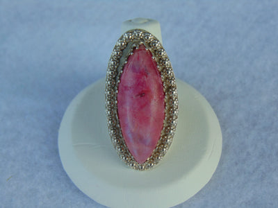 Griego Sterling Silver Pink Moonstone Ring - Size 6.5