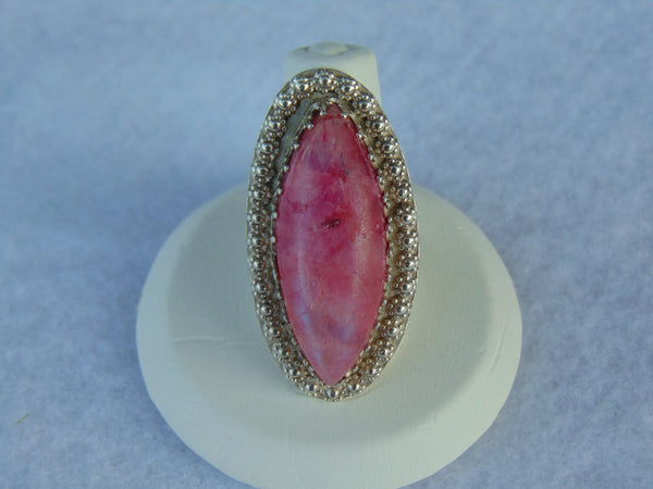Griego Sterling Silver Pink Moonstone Ring - Size 6.5
