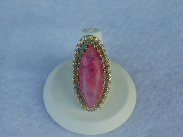 Griego Sterling Silver Pink Moonstone Ring - Size 6.5