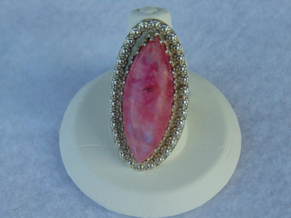 Griego Sterling Silver Pink Moonstone Ring - Size 6.5