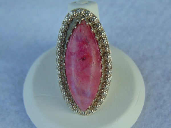 Griego Sterling Silver Pink Moonstone Ring - Size 6.5