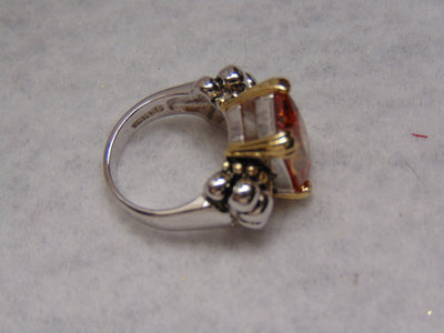 Citrine Ring: Southwest Western Fashion, 18K Gold Sterling Silver, Size 5 1/2