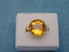 14K Yellow Gold Citrine Diamond Ring - 12 Carat, Size 8.25