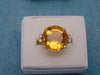 14K Yellow Gold Citrine Diamond Ring - 12 Carat, Size 8.25