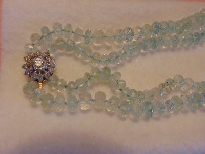 Aquamarine Necklace: 500 Carat Gemstone, Diamond Clasp, 14kt White Gold