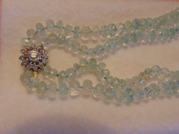 Aquamarine Necklace: 500 Carat Gemstone, Diamond Clasp, 14kt White Gold