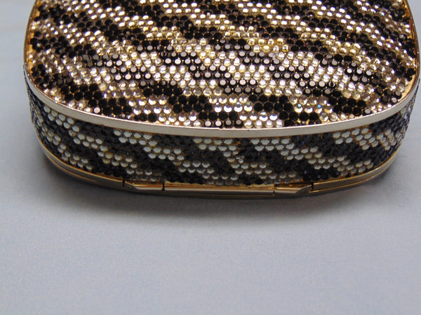 Vintage Judith Leiber Swarovski Crystal Minaudiere: Black & Silver Evening Bag