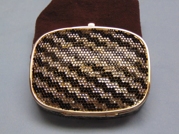 Vintage Judith Leiber Swarovski Crystal Minaudiere: Black & Silver Evening Bag