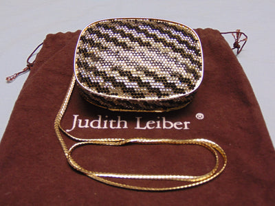Vintage Judith Leiber Swarovski Crystal Minaudiere: Black & Silver Evening Bag