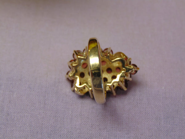 Vintage Mozambique Garnet Diamond Ring: 14K Yellow Gold, Size 6