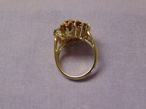 Vintage Mozambique Garnet Diamond Ring: 14K Yellow Gold, Size 6