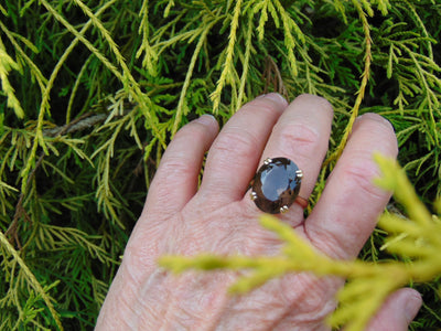14K Yellow Gold Smokey Topaz Ring - Size 6 3/4