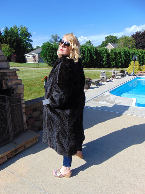 Vintage Black Mink Fur Coat: Full Length Estate Mink