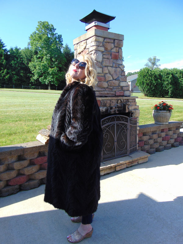 Vintage Black Mink Fur Coat: Full Length Estate Mink
