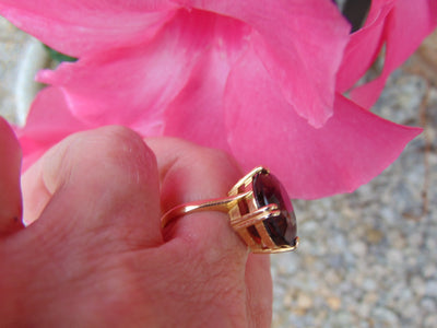 14K Yellow Gold Smokey Topaz Ring - Size 6 3/4