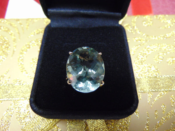 14Kt Yellow Gold Prasiolite Ring: Green Amethyst Solitaire, Size 7.5