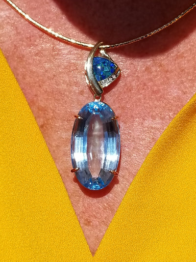 Blue Topaz Necklace For Operas-Theater-Showgirls-Gallery Openings-Derbies-Holidays-Chairty Balls-Ballroom Dances-Western Dances-Topaz Gifts