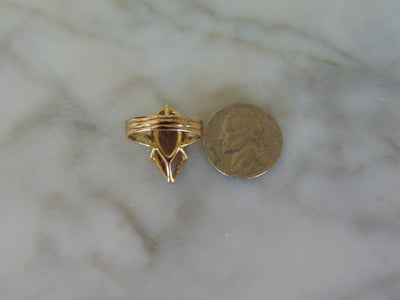 1950s Pear Smokey Quartz Ring: 14Kt Yellow Gold, Size 6