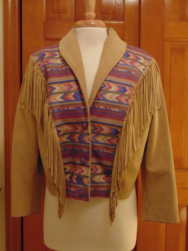 Lariat Fringe Leather Jacket For Rodeos-Horse Shows-Western Dances-Country Concerts-Equestrian Wear-Navajo Coat-Aztec Coat-Southwest Jacket